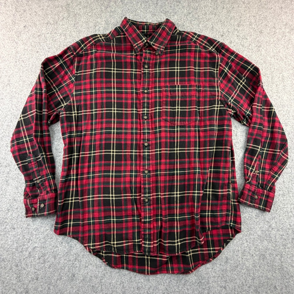 GAP Mens Large Red Plaid Flannel Button Down Shirt Long Sleeve Cotton L